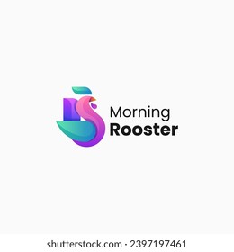 Vector Logo Illustration Rooster Gradient Colorful Style