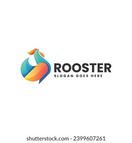 Vector Logo Illustration Rooster Gradient Colorful Style