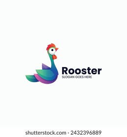 Vector Logo Illustration Rooster Gradient Colorful Style