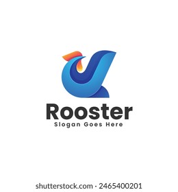 Vector Logo Illustration Rooster Gradient Colorful Style