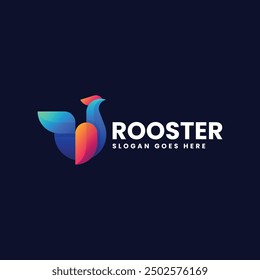 Vector Logo Illustration Rooster Gradient Colorful Style