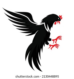 Vector logo illustration of a rooster jumping