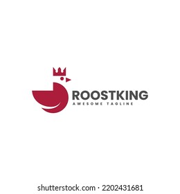 Vector Logo Illustration Rooster King Simple Mascot Style