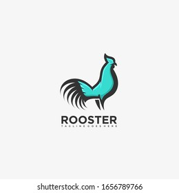 Vector Logo Illustration Rooster Mascot Cartoon Style