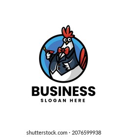 Logo Vector Ilustración Estilo de caricatura de gallo.