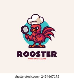 Vector Logo Illustration Rooster Mascot Cartoon Style.