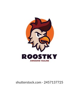 Vector Logo Illustration Rooster Mascot Cartoon Style.