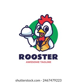 Vector Logo Illustration Rooster Mascot Cartoon Style.