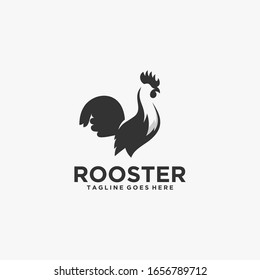 Vector Logo Illustration Rooster Pose Vintage Style