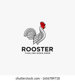 Vector Logo Illustration Rooster Pose Simple Mascot Style