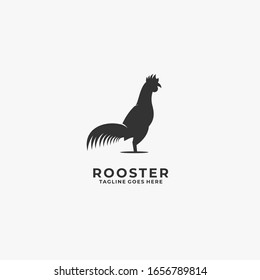Vector Logo Illustration Rooster Pose Silhouette Style