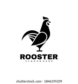 Vector Logo Illustration Rooster Silhouette Style.