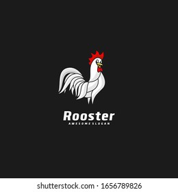 Vector Logo Illustration Rooster Simple Mascot Style