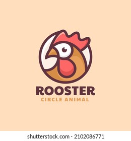 Vector Logo Illustration Rooster Simple Mascot Style.
