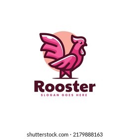 Vector Logo Illustration Rooster Simple Mascot Style.