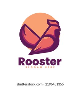 Vector Logo Illustration Rooster Simple Mascot Style