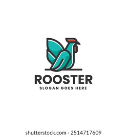 Vector Logo Illustration Rooster Simple Mascot Style