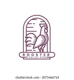 Vector Logo Illustration Rooster Vintage Style.