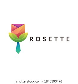 Vector Logo Illustration Rose Tie Gradient Colorful Style.