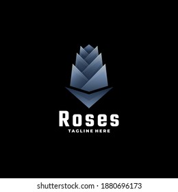 Vector Logo Illustration Roses Gradient Colorful Style.