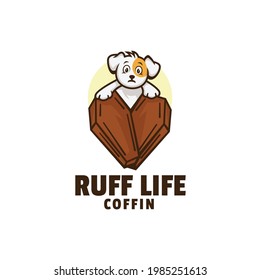 Vector Logo Illustration Ruff Life Dog Mascot Cartoon Style.