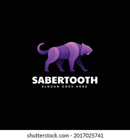 Vector Logo Illustration Sabertooth Gradient Colorful Style.