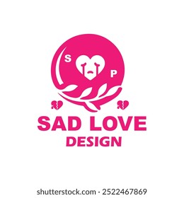 Vector Logo Illustration Sad Love Mascot Cartoon Style