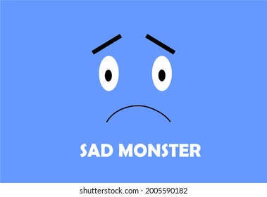 vector logo illustration sad monster with blue background