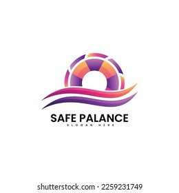 Vector Logo Illustration Safe Balance Gradient Colorful Style.