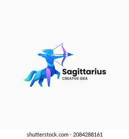 Vector Logo Illustration Sagittarius Gradient Colorful Style.