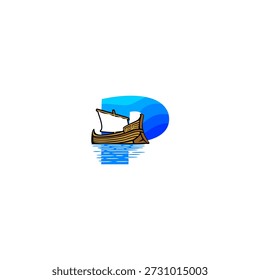 Ilustración del logotipo del Vector de un velero en la letra P del alfabeto oceánico. Ideal para la marca marina, logotipos náuticos, identidad de viaje, clubes náuticos, temas oceánicos, diseño de tipografía y proyectos visuales creativos.