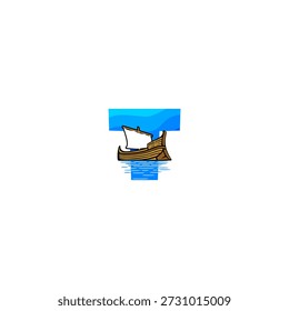 Ilustración del logotipo del Vector de un velero en la letra T del alfabeto del océano. Ideal para la marca marina, logotipos náuticos, identidad de viaje, clubes náuticos, temas oceánicos, diseño de tipografía y proyectos visuales creativos.