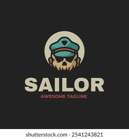 Vector Logo Illustration Sailor Mascot Cartoon Style