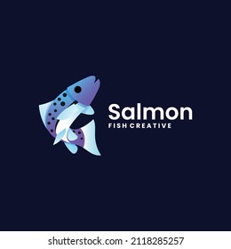 Vector Logo Illustration Salmon Gradient Colorful Style.