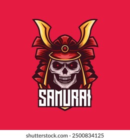 Vector Logo Illustration Samurai E- Sport and Sport Style.