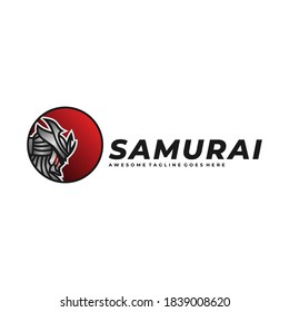 Vektorlogo Illustration Samurai Simple Mascot Style.