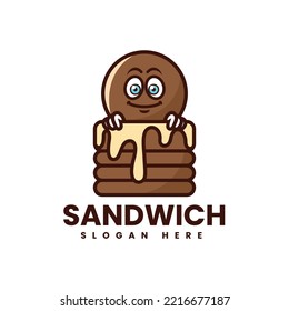 Vector Logo Illustration Sandwich Mascot Cartoon Style