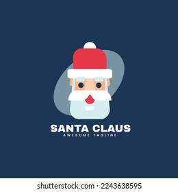 Logo Vector Ilustración Santa Claus Estilo de mascota simple.