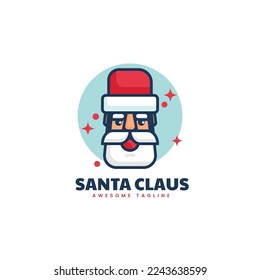 Vector Logo Illustration Santa Claus Mascot Cartoon Style.