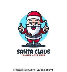 Vector Logo Illustration Santa Claus Mascot Cartoon Style.