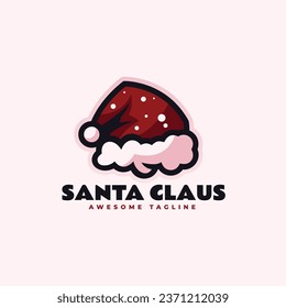 Vector Logo Illustration Santa Claus Simple Mascot Style.