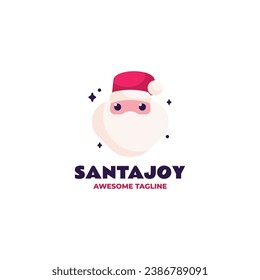 Vector Logo Illustration Santa Joy Flat Color Style.