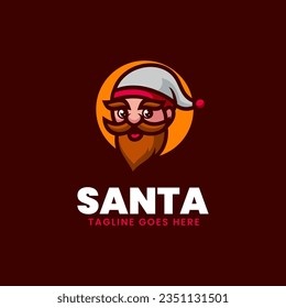 Logo Vector Ilustración Estilo de caricatura Santa Mascota.