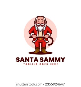 Vector Logo Illustration Santa Sammy Mascot Cartoon Style.