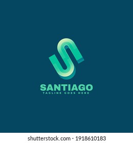Vector Logo Illustration Santiago Gradient Colorful Style.