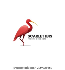 Vector Logo Illustration Scarlet Ibis Gradient Colorful Style.