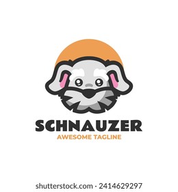 Vector Logo Illustration Schnauzer Mascot Cartoon Style.