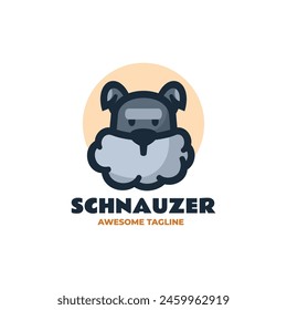 Vector Logo Illustration Schnauzer Simple Mascot Style.