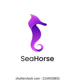 Vector Logo Illustration Sea Horse Gradient Colorful Style.
