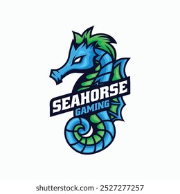 Vector Logo Illustration Sea Horse  E- Sport and Sport mascot Style